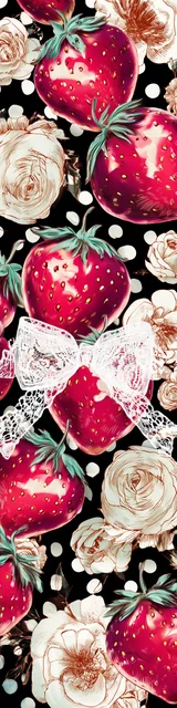 Free strawberry bookmark featuring red strawberries with white flowers